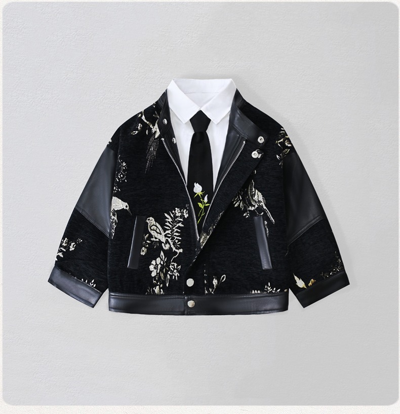 Street Fashion Kids - Veste de moto en cuir Pu