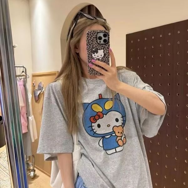Street Fashion Jersey - T-shirt imprimé Hello Kitty à manches