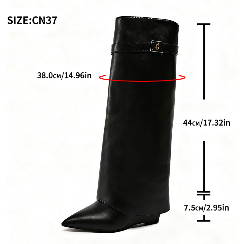 Bottes hautes en cuir Pu noir  - Street Fashion Punk avis et prix