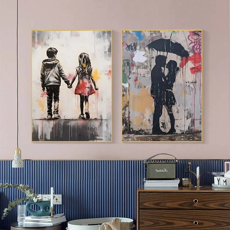 Banksy Graffiti garçon fille a - Street Fashion Poster avis et prix