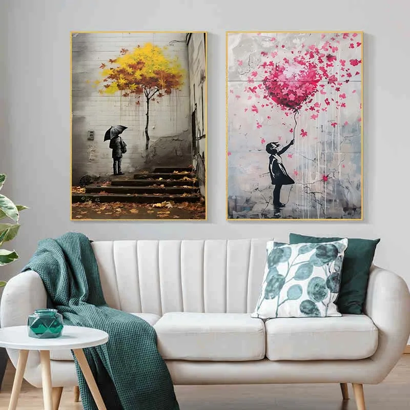 Banksy Graffiti garçon fille a - Street Fashion Poster avis et prix